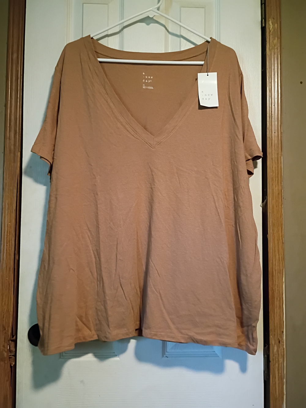 a new day Women's Short Sleeve V-Neck Tee in Tan